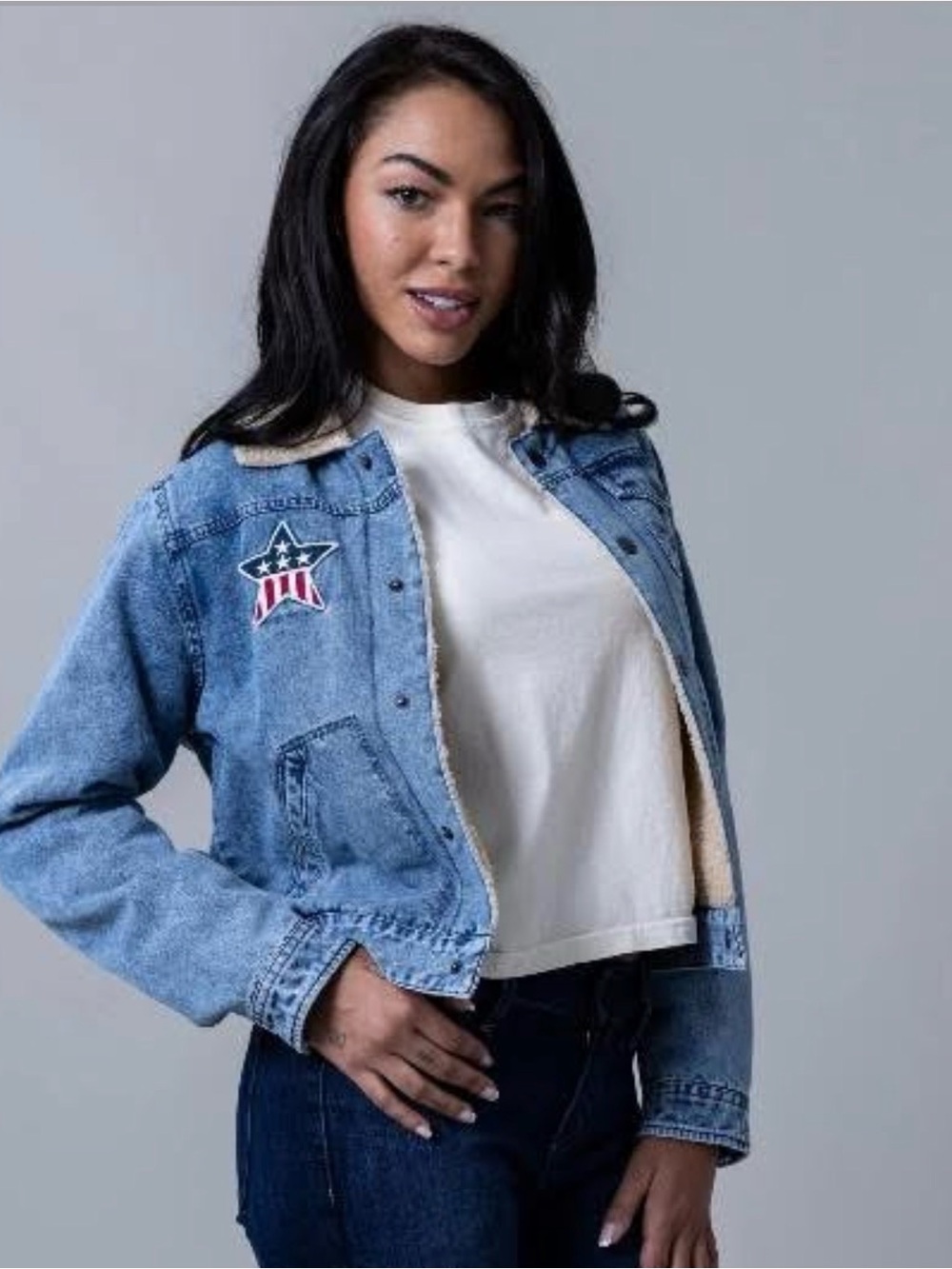 NWT Kimes Ranch Women’s XL Vaquero Trucker Sherpa-Lined Denim Jacket